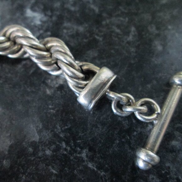 Sterling Silver Bracelet Rope Toggle Clasp Chunky Heavy 51 Grams - Picture 2 of 8